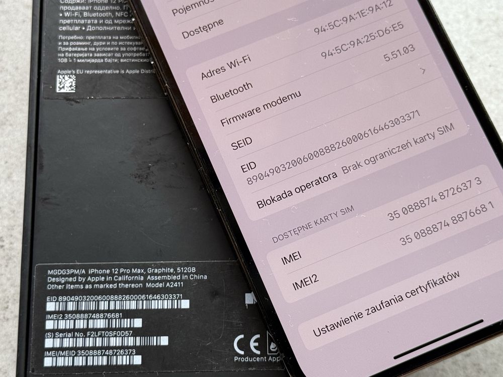 iPhone 12 PRO Max 512GB komplet oraz konsola BackBone w zestawie GREY
