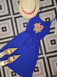 Плаття з вишивкою синє жіноче платье в українському стилі zara синее