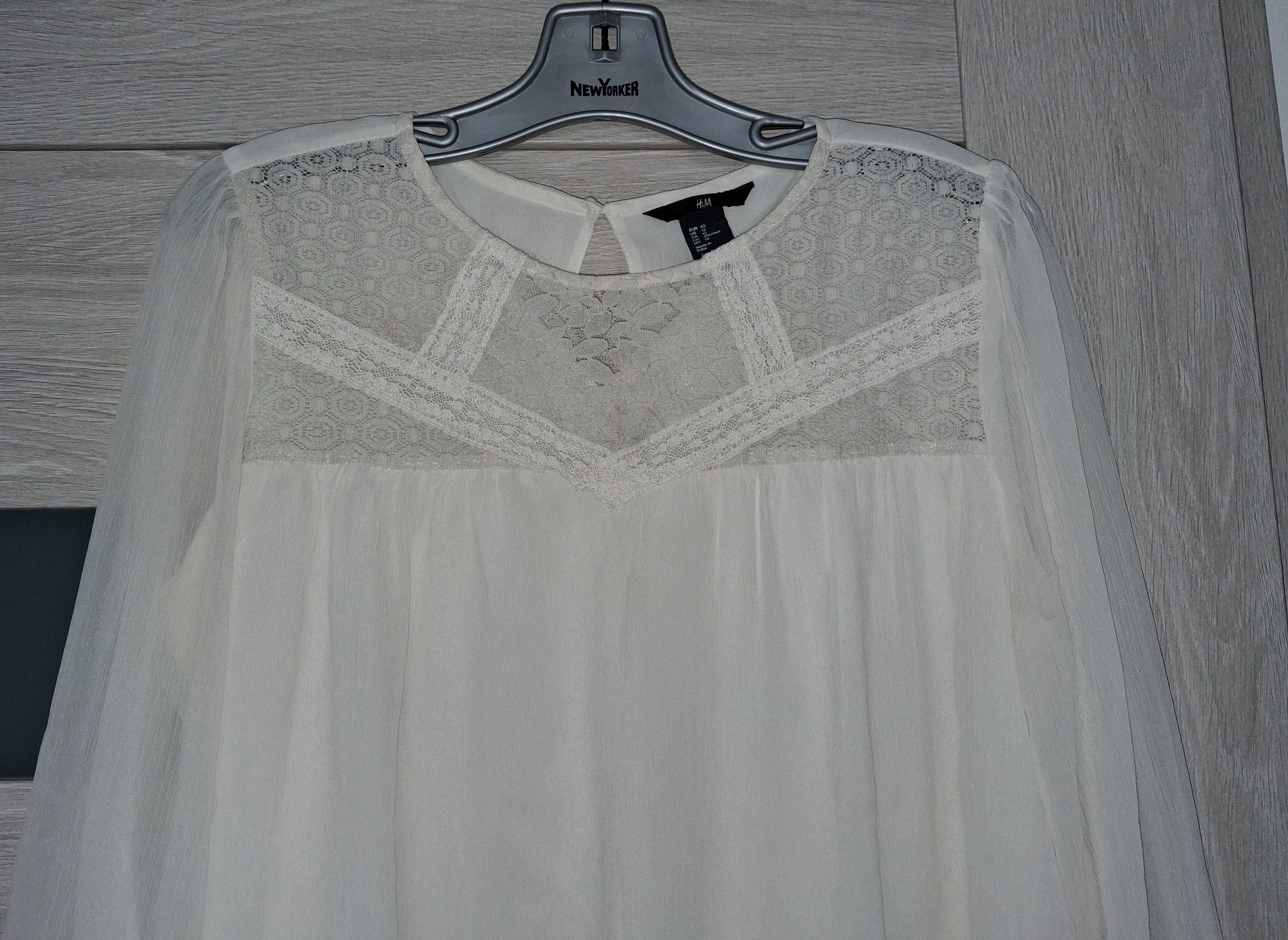 Śliczna Elegancka Biała Bluzka Bluzeczka H&M r. XL