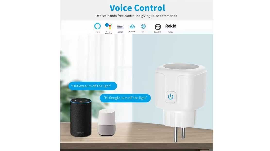 Розумна розетка Smart WiFi 20А енергомоніторинг Google Home Alexa Tuya