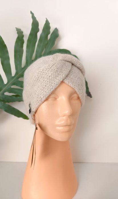 Opaska przeplatana, opaska turban - welna merino, alpaka