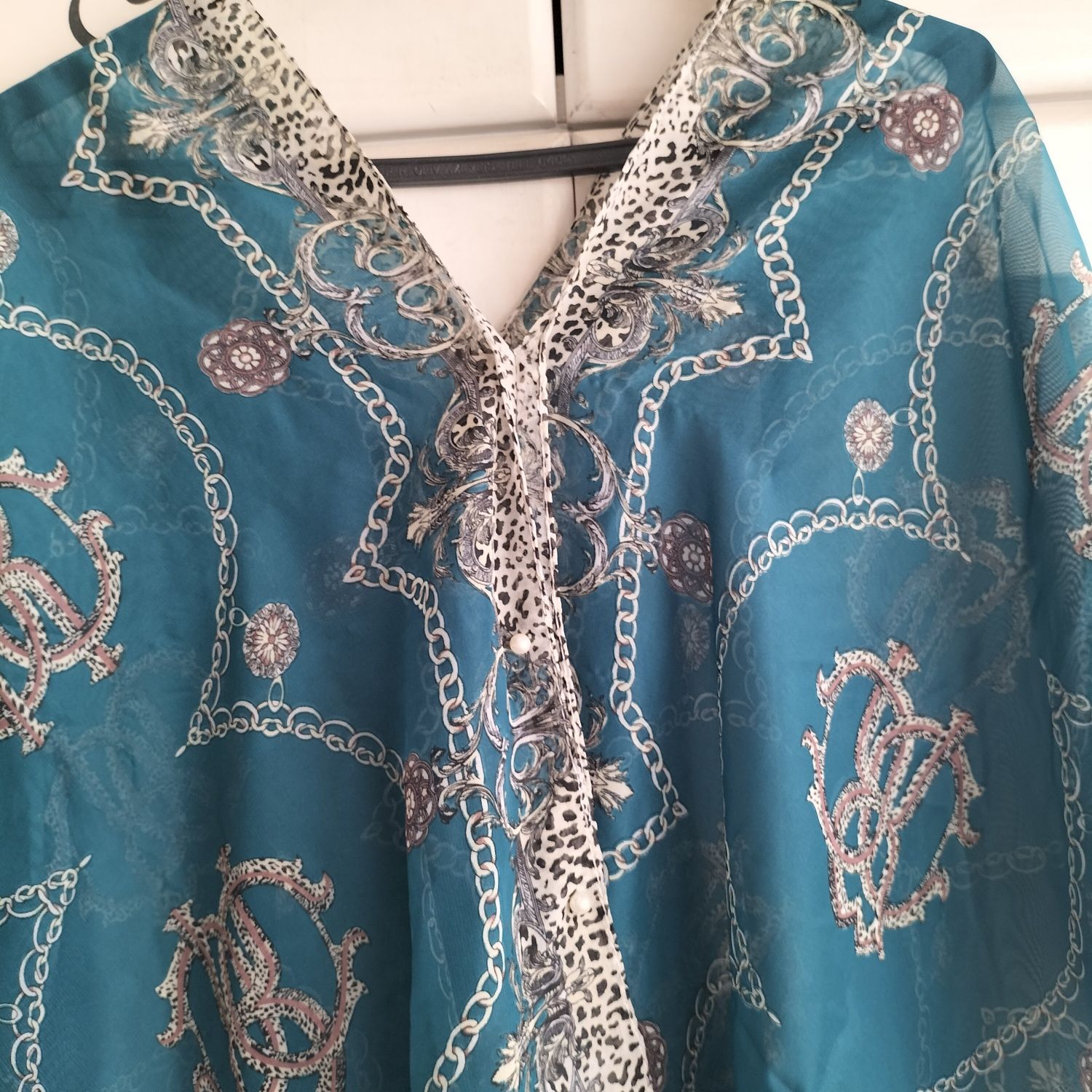 Túnica azul ciano tamanho único