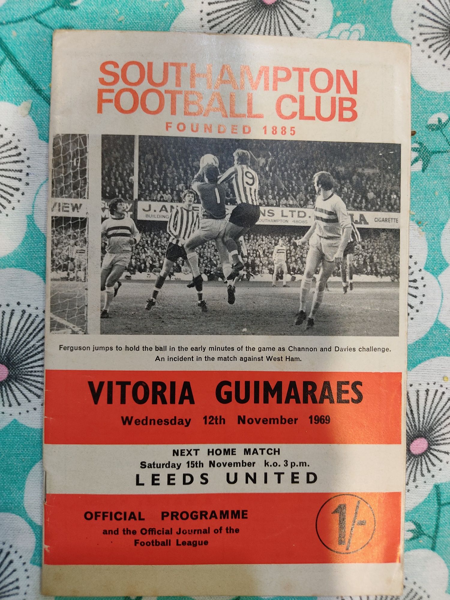 Programa Southampton Vitória SC taça de feiras 1969/70