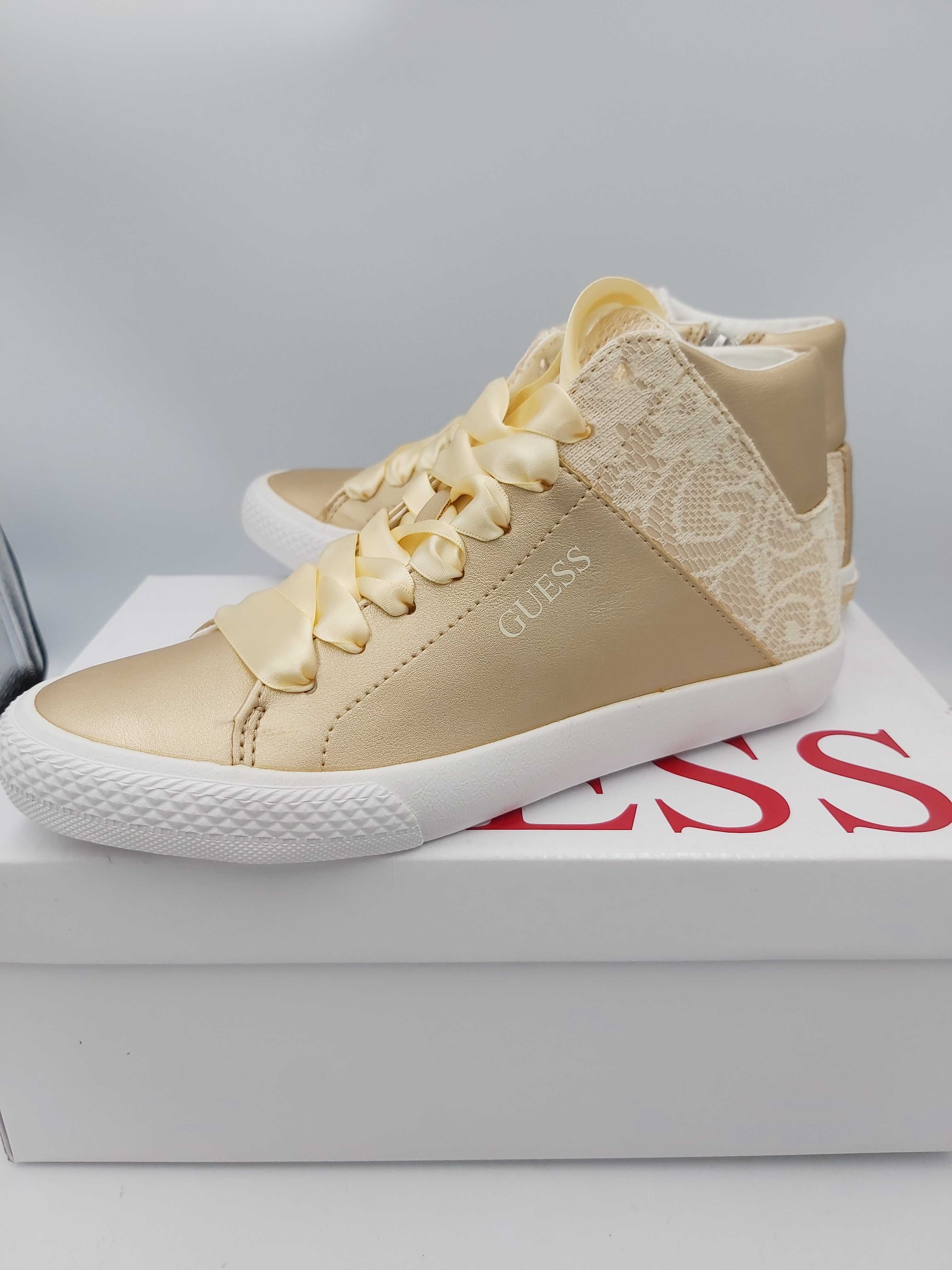 NOWE  sneakersy GUESS złote botki koronka rozmiar 37