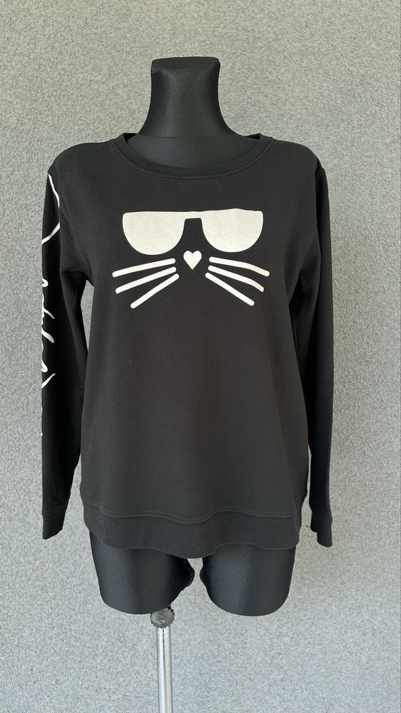 Bluza damska bez kaptura z kotem kotkiem Karl Lagerfeld czarna