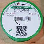 Припой оловяно серебряный Cynel SAC305 (Sn96,5Ag3,0Cu0,5)  1,0мм/250гр