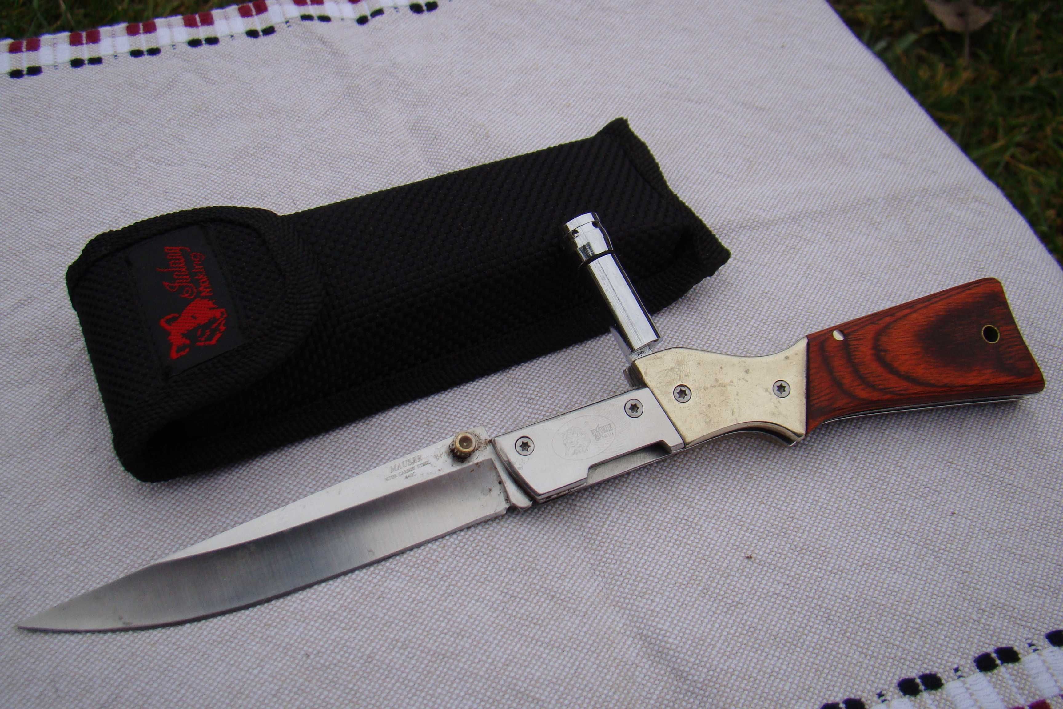 Ножик туристический с фонариком MAUSER Hioh Carbon Steel 440C Fujunjie