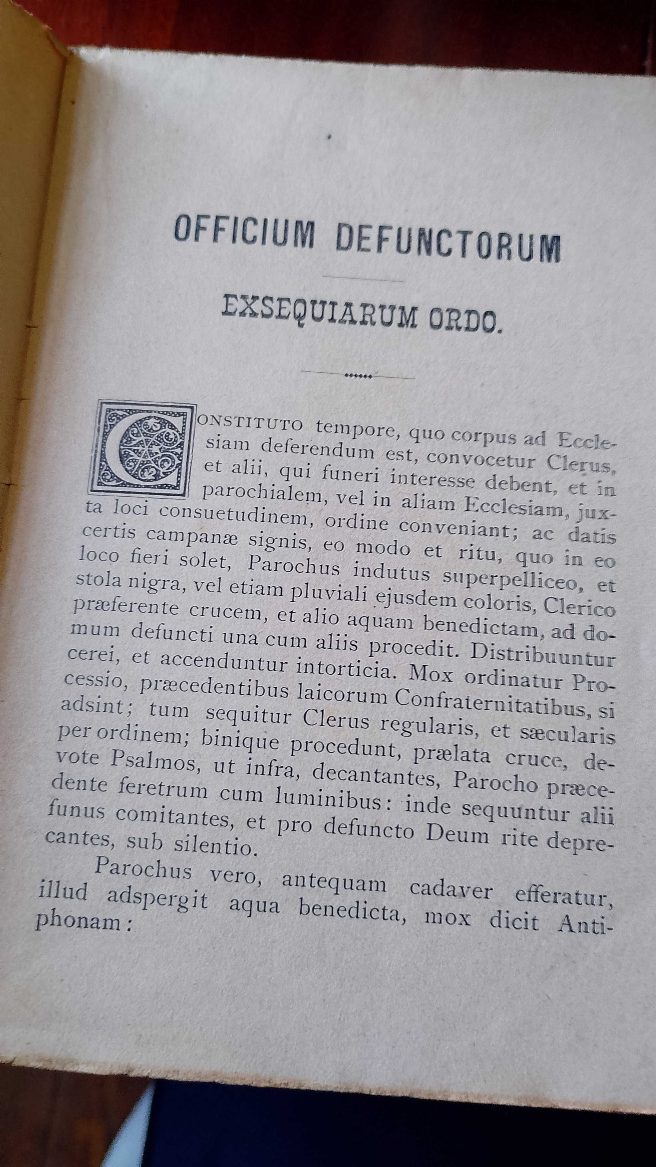 Livro Oficial dos Mortos e Ordem Funeral 1898 Latim