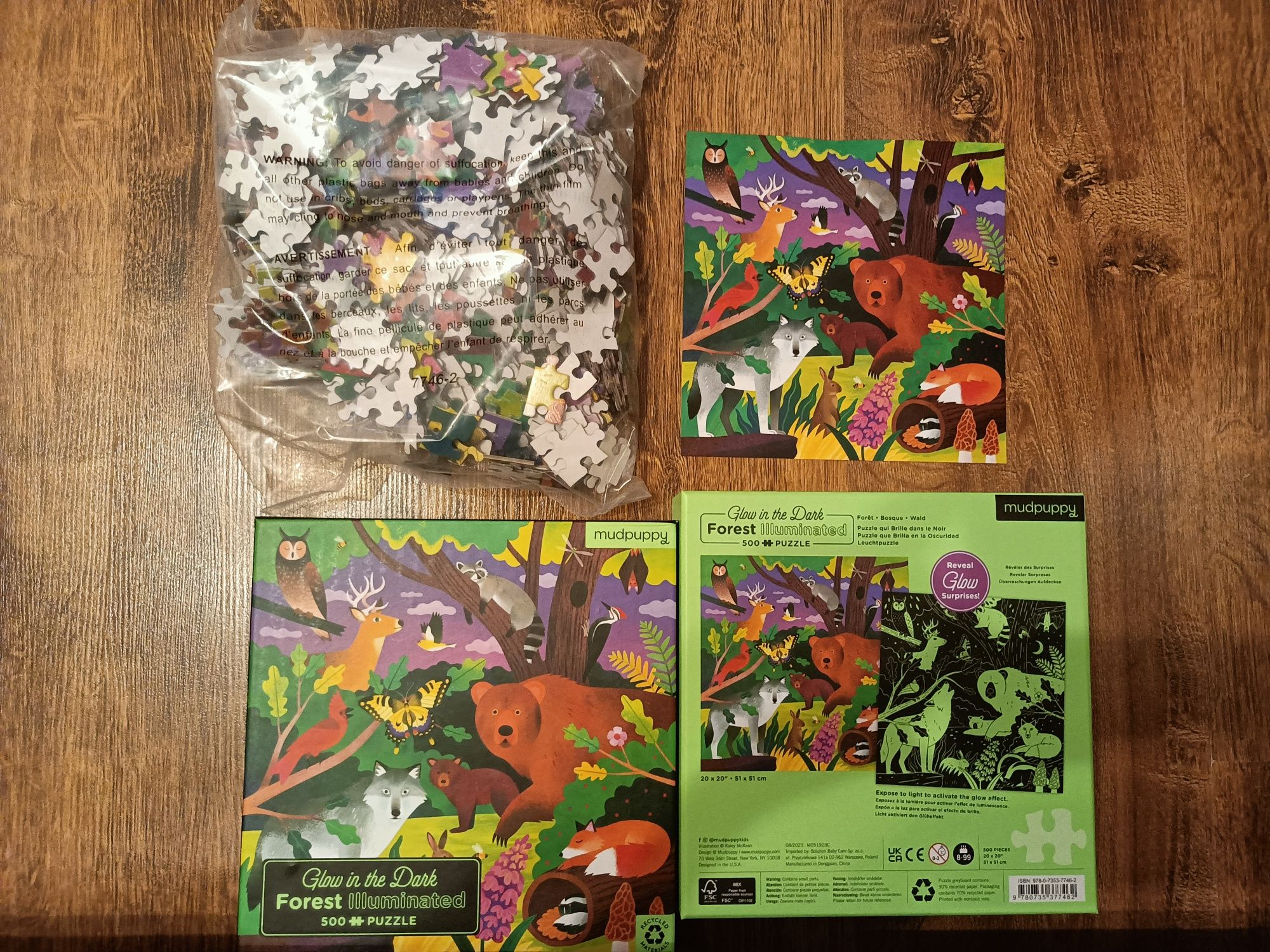 Puzzle puzzle forest  500 szt świecace w ciemnosci las mudpuppy