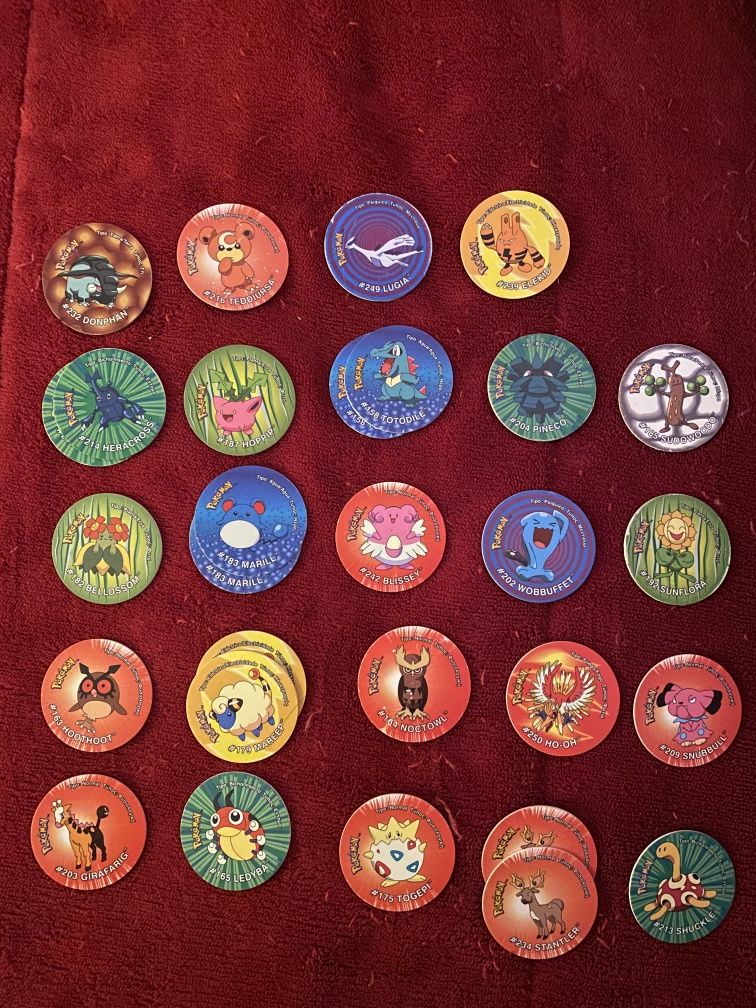 Tazos Pokemon 1, 2, 3, stiker e league