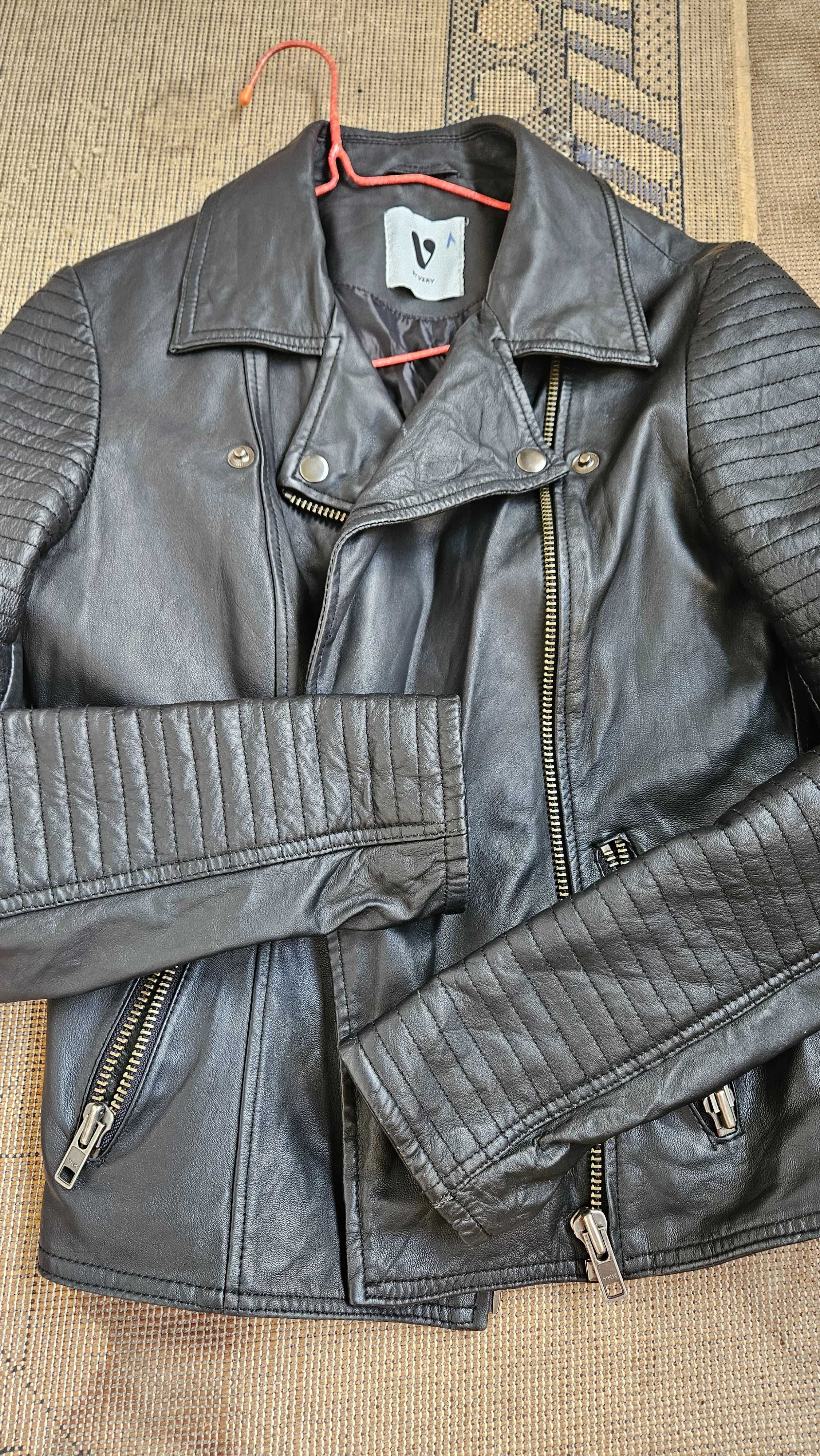 Куртка-косуха кожаная черная