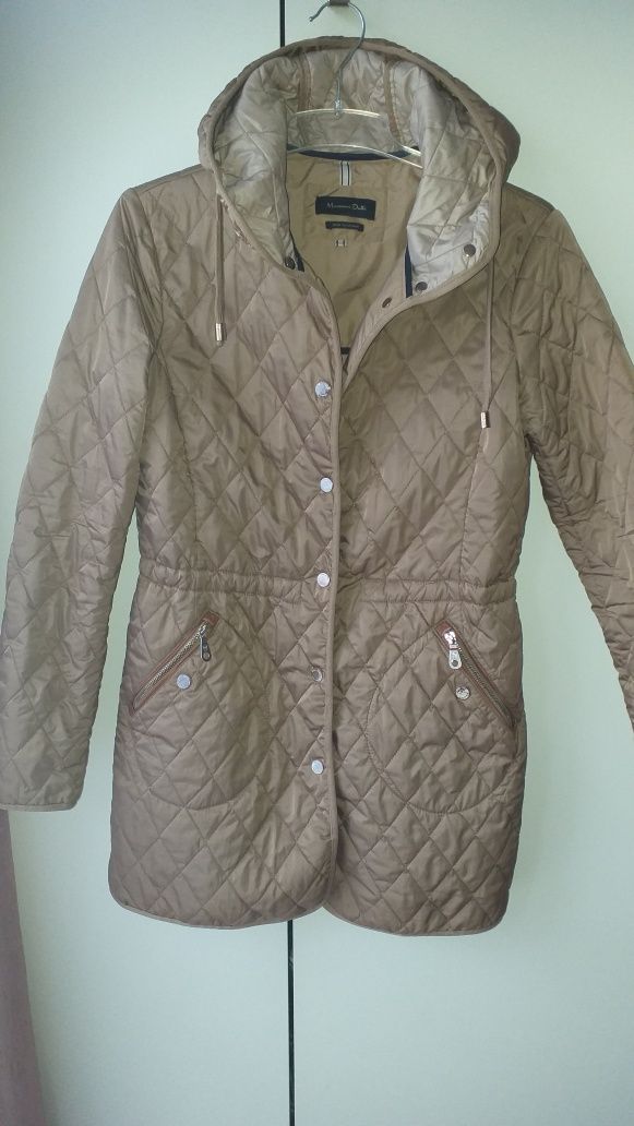 Kurtka 36 S pikowana Massimo Dutti beżowa parka