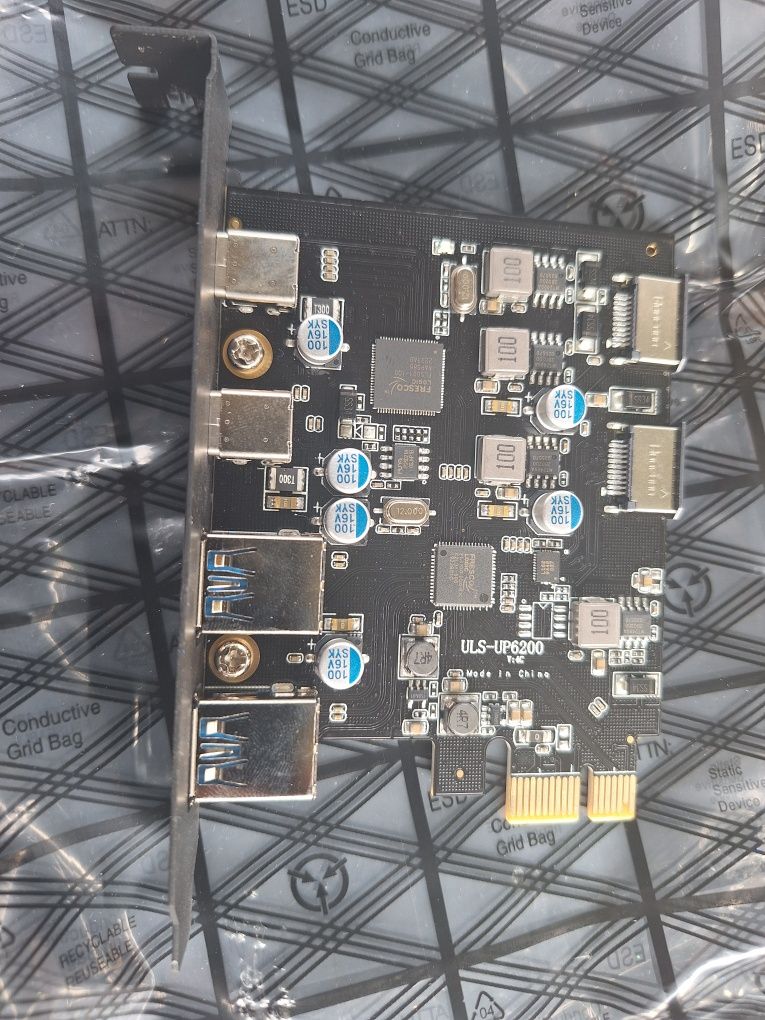 Karta PCIe USB 6 portów – 2x USB-C, 2x USB-A, 2x Type-E