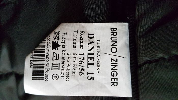 Płaszcz zimowy Bruno Zinger (Daniel 15) 176/56 Wełniany czarny NOWY