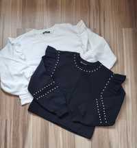 Bluzy Zara L i M falbany perełki
