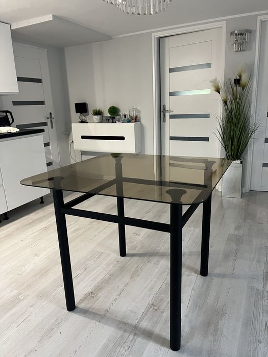 Stół szklany loft czarny szklany blat