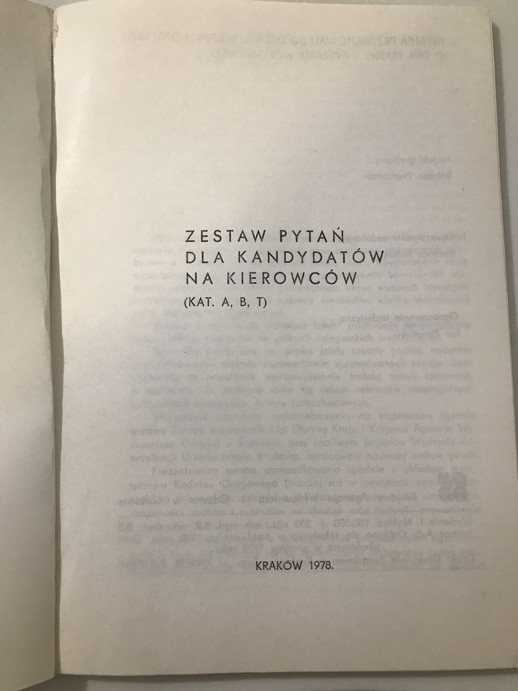 Zestaw pytań dla kandydatów na kierowców kat A B T