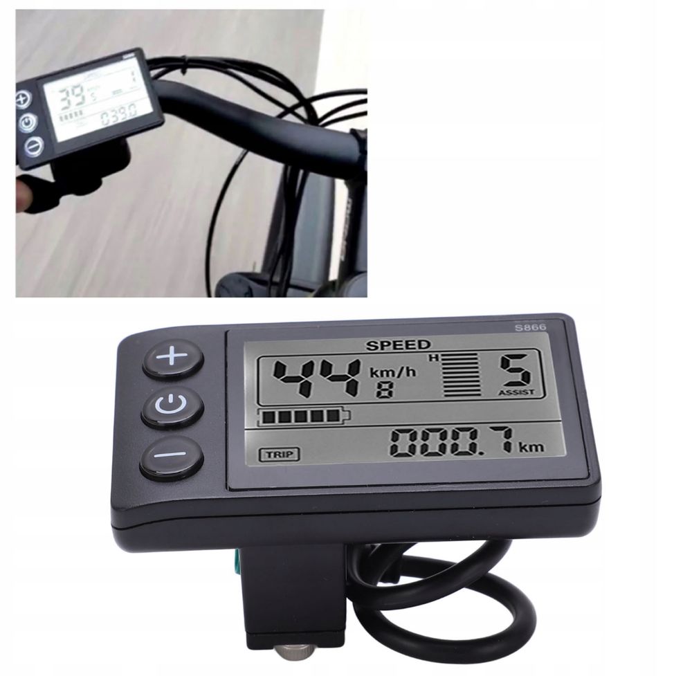Wyświetlacz LCD S866 do roweru elektrycznego 24–48 V IP65
