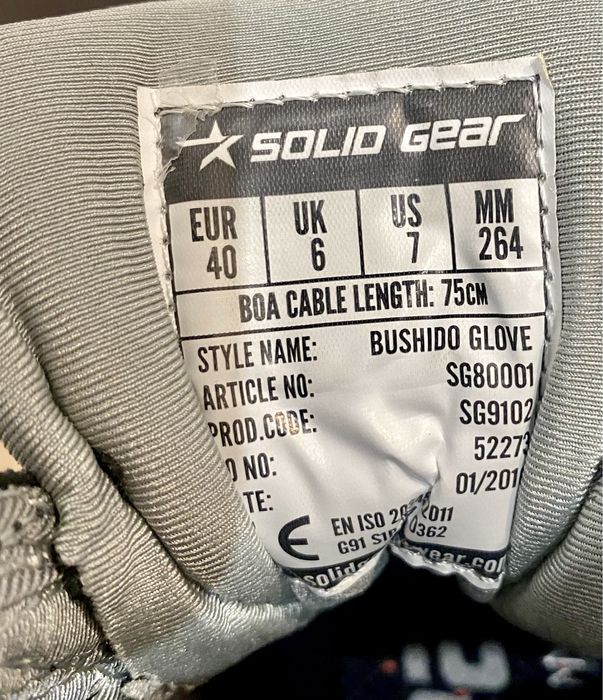 Buty robocze BHP ochronne Solid Gear BUSHIDO GLOVE SG80001  S1P r.40