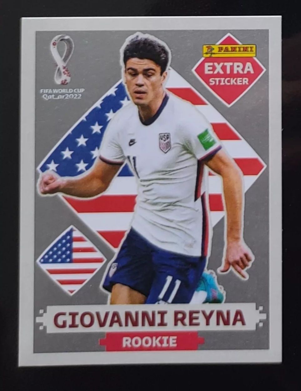 Cromo Giovanni Reyna(extra sticker Rookie prata)Qatar 2022