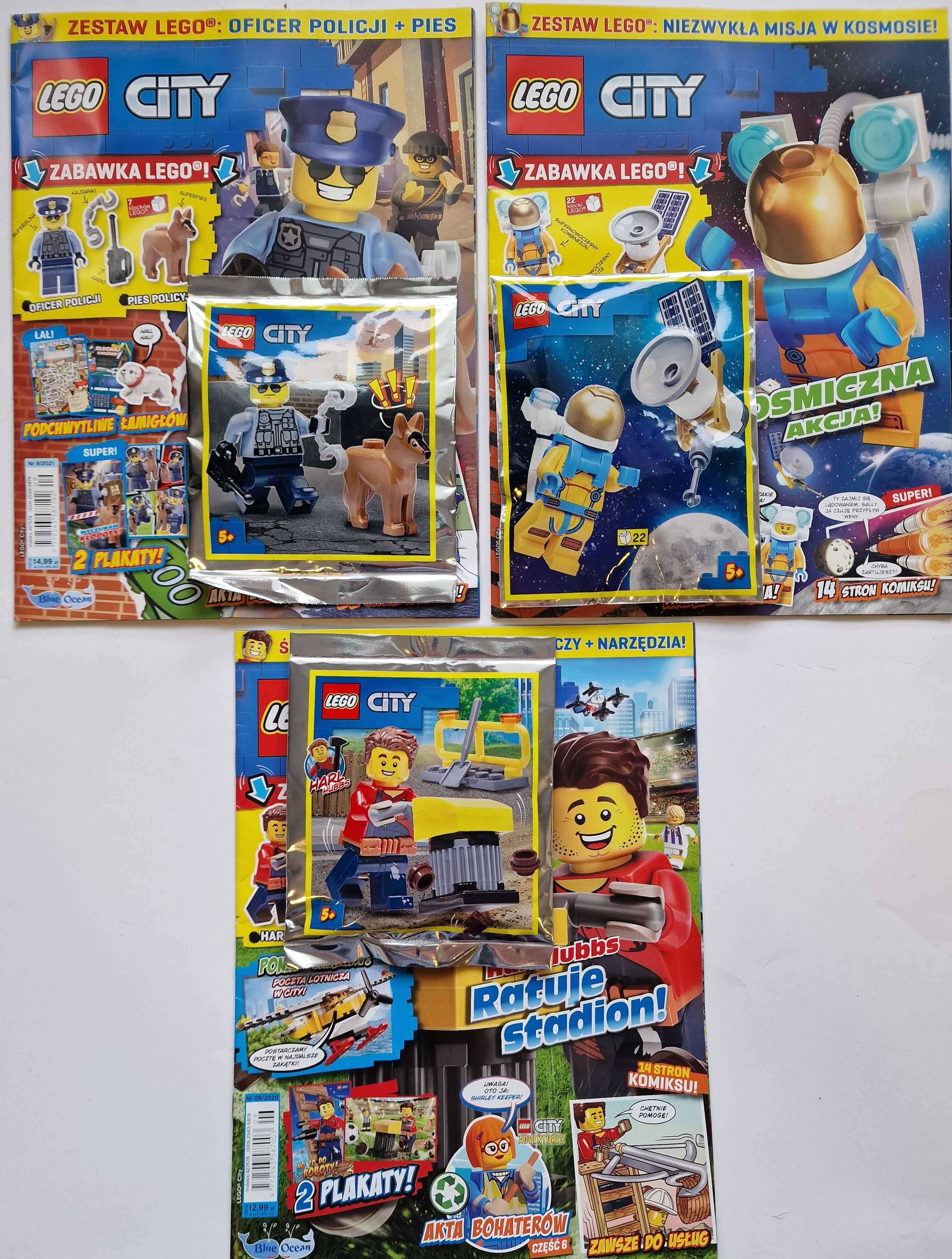 3 nowe Magazyn Lego City+ astronauta +policjant +pies+ubijarka