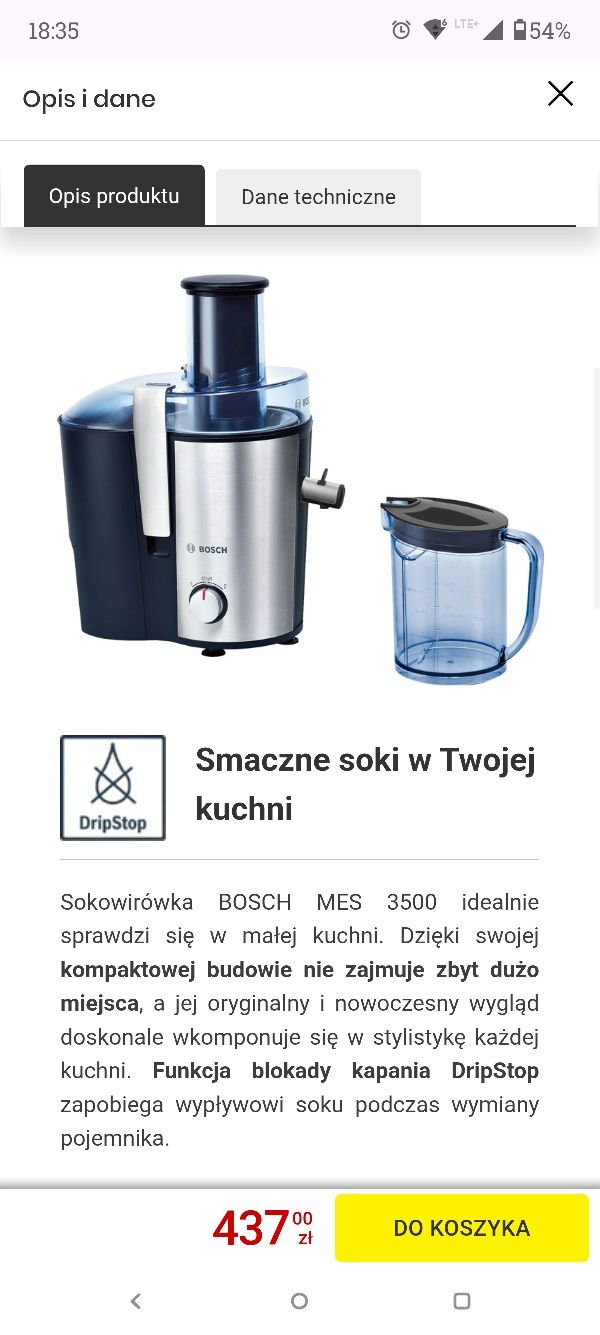 Sokowirówka Bosch Mes 3500 nowa