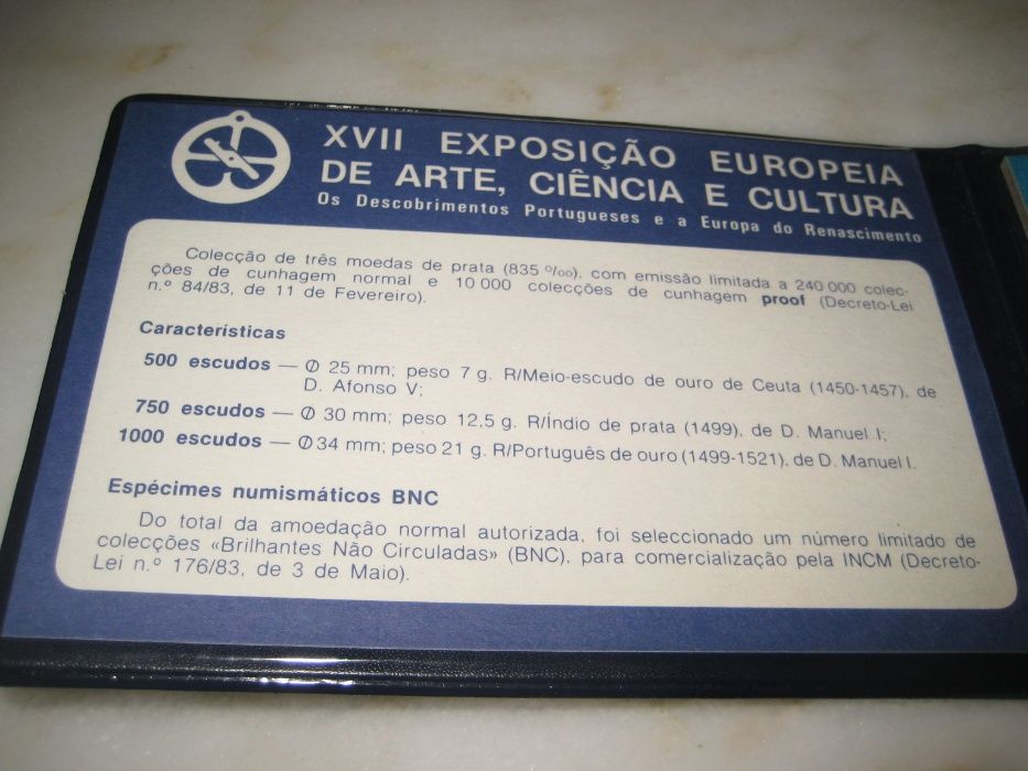 Coleção Moedas Prata "XVII Exp. Europeia de Arte, C. e Cultura,1983