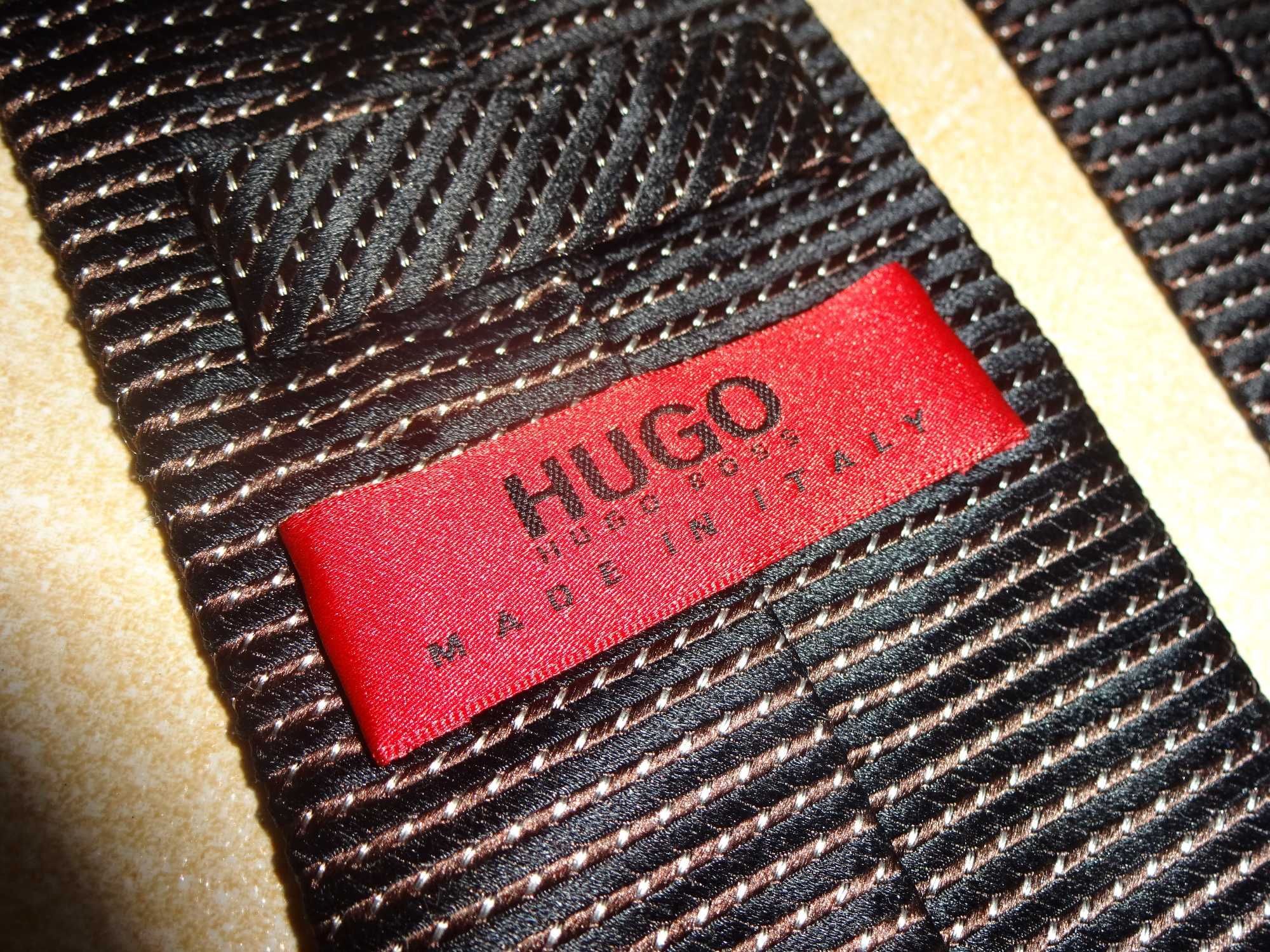 HUGO BOSS 100% Silk made in Italy OKAZJA jedwabny krawat