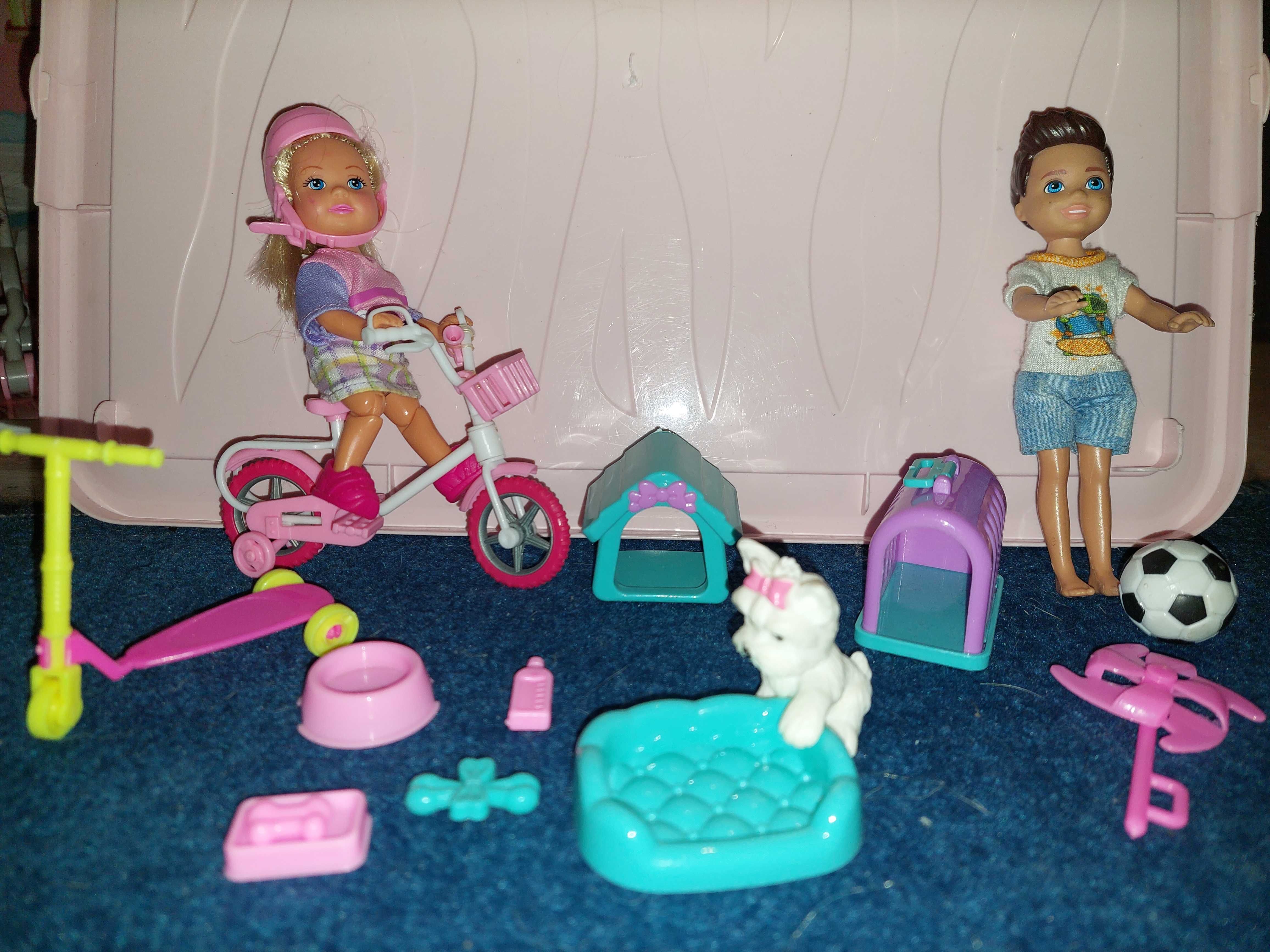 lalki Barbie sportowe dzieci+piesek