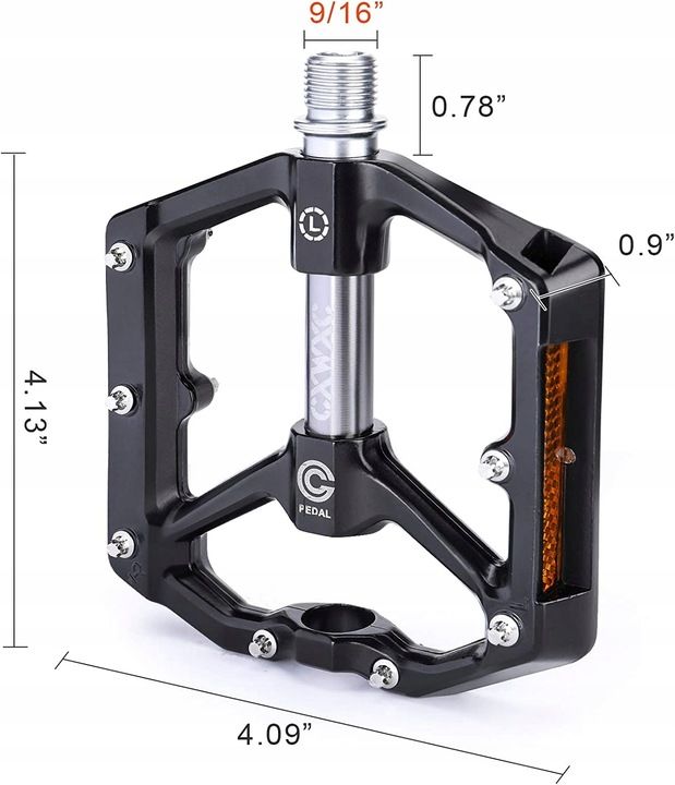 Pedały Rowerowe Platformowe Aluminiowe Odblaski Łożyska Maszynowe