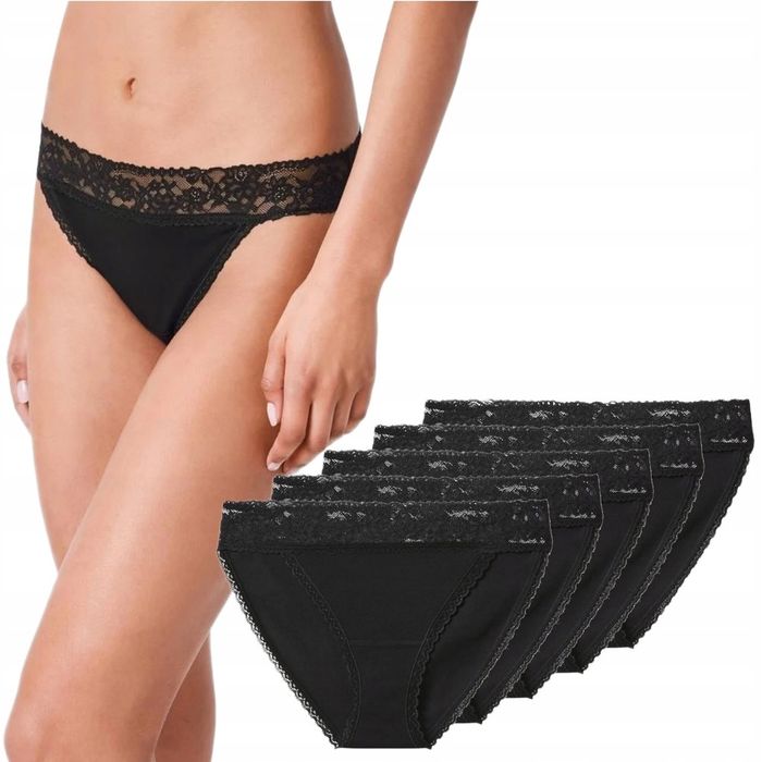 Majtki Damskie Koronkowe Esmara 5-pak S 36/38 Bawełna Figi Czare