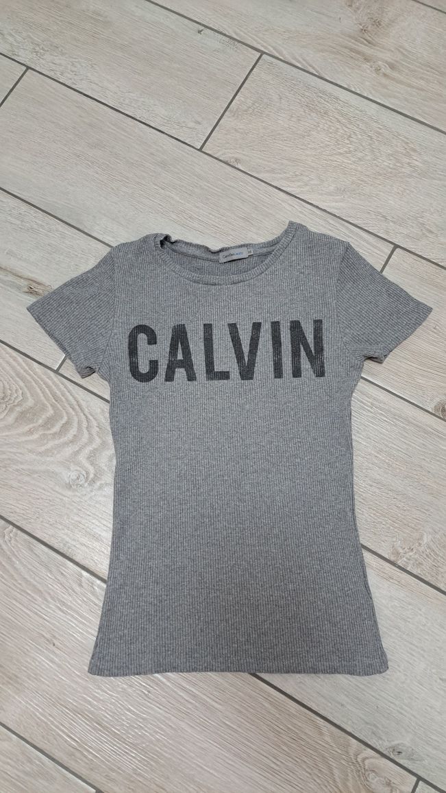 Calvin Klein bluzka koszulka w prążki XS
