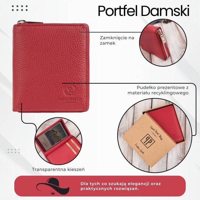 portfel damski skórzany głęboka czerwień rfid paolo peruzzi t-139-rd