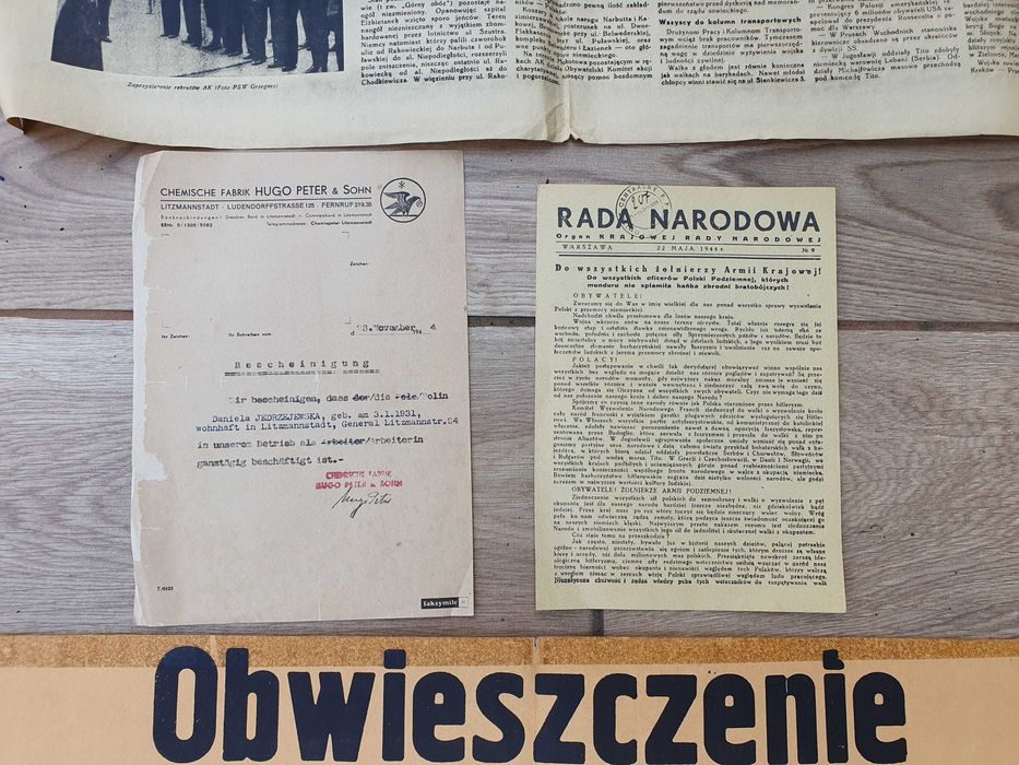 Stare wojenne dokumenty - faksymile