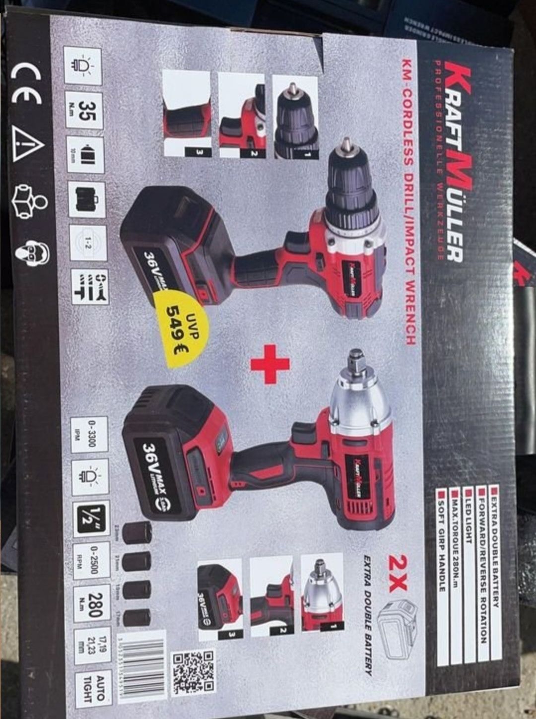 Conjunto Aparafusadora e Máquina de Impacto 36v