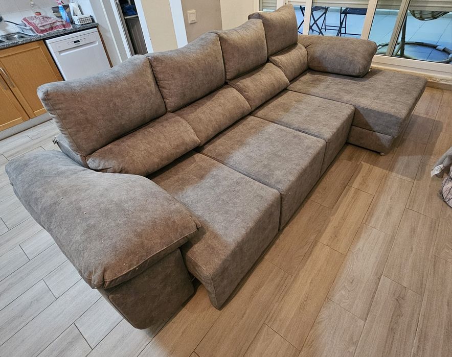 Sofa cinza com chaise longue