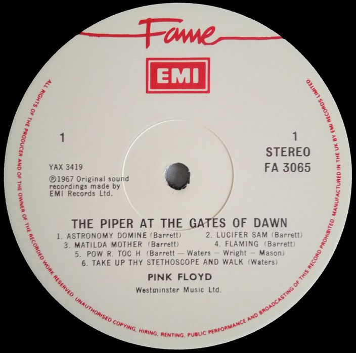 Pink Floyd	- - - - -	The Piper At The Gates Of Dawn	- - - - -	LP