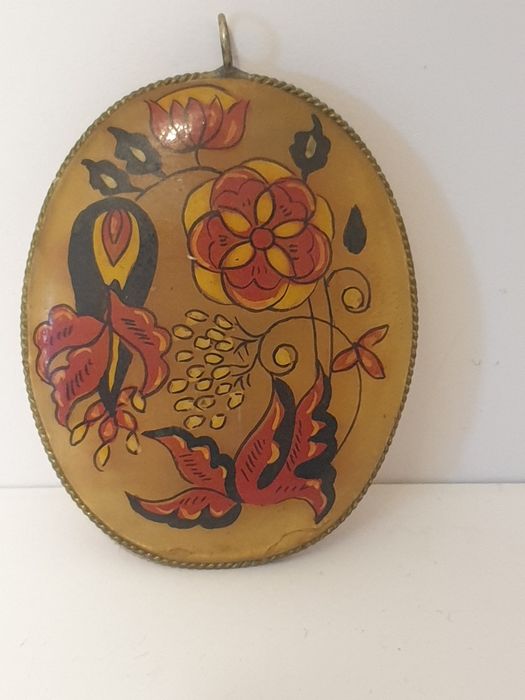 Lindo grande russian pendente selenite esmaltado à mão anos 60