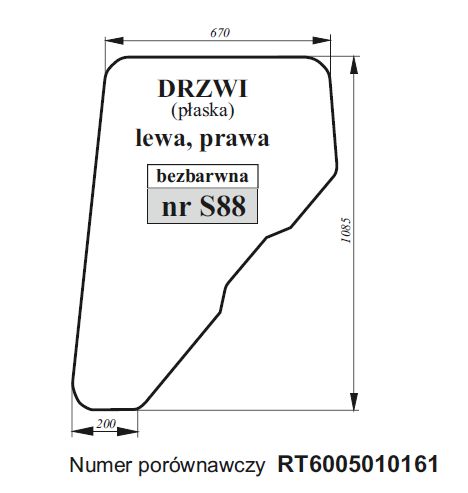 Szyba drzwi lewa/prawa pasuje do Johndeere/Renault MX3 MX4