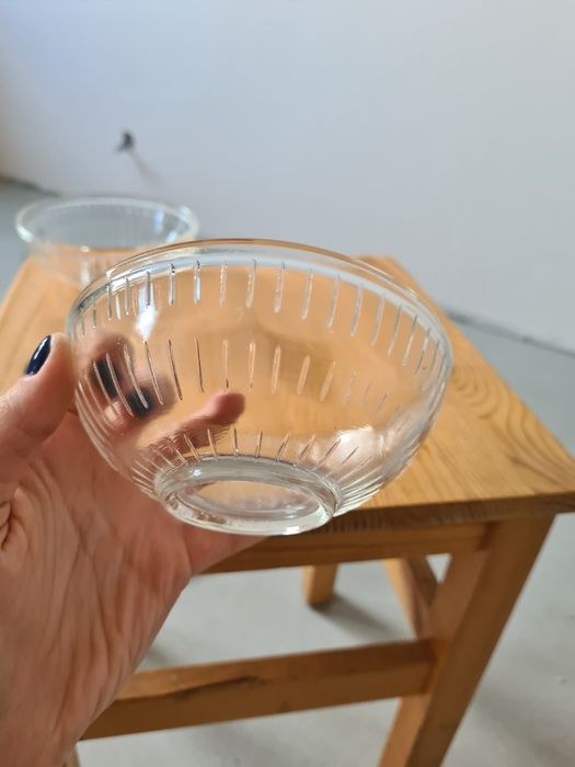 3 szklane miseczki miski prl stare