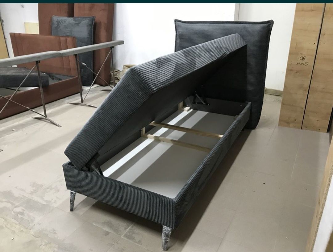 Nowość łóżko Kontynentalne styl loft nogi metalowe tkanina sztruks