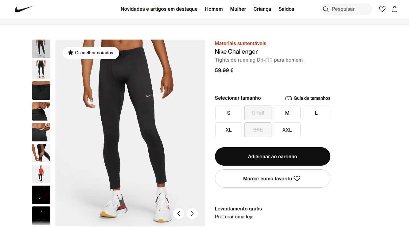 NIKE challenger CALÇAS/TIGHTS M 0 portes 23€/minhas aval. olx máx 7/7