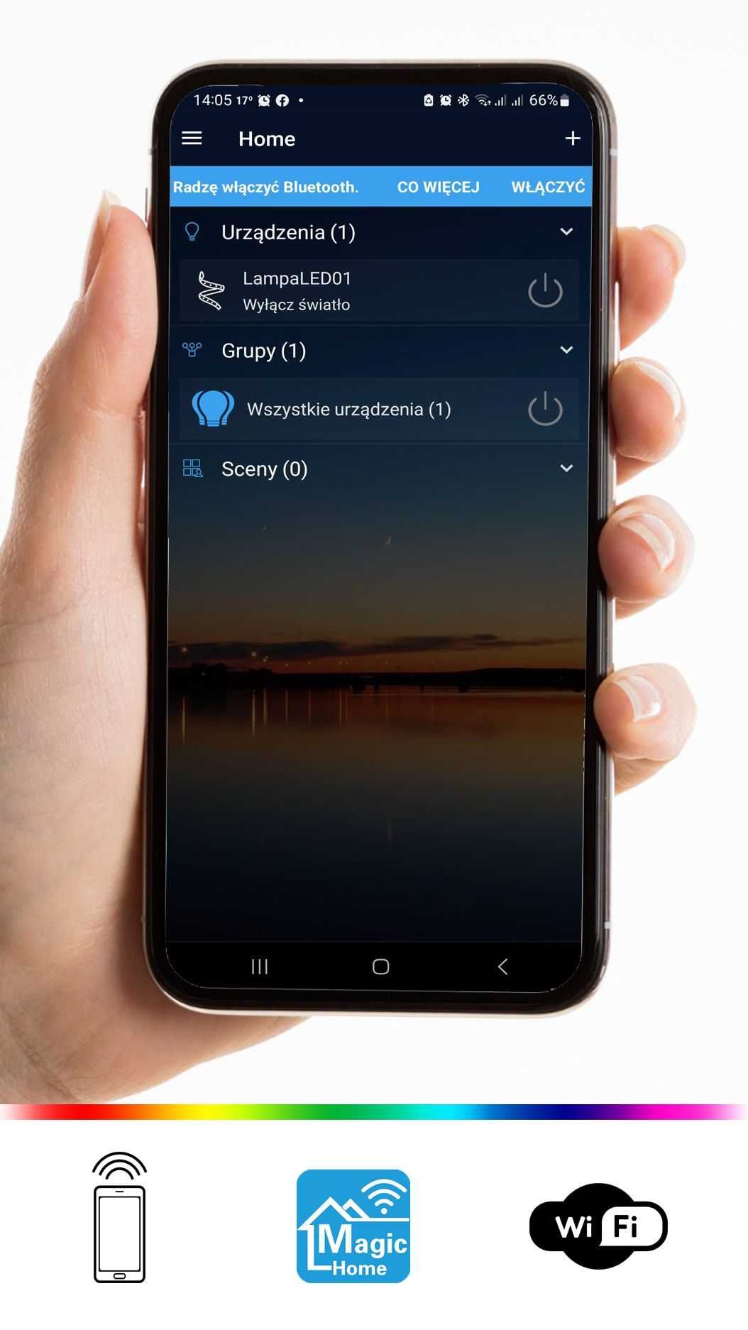 Stylowa lampa LED WiFi z pełnego drewna
