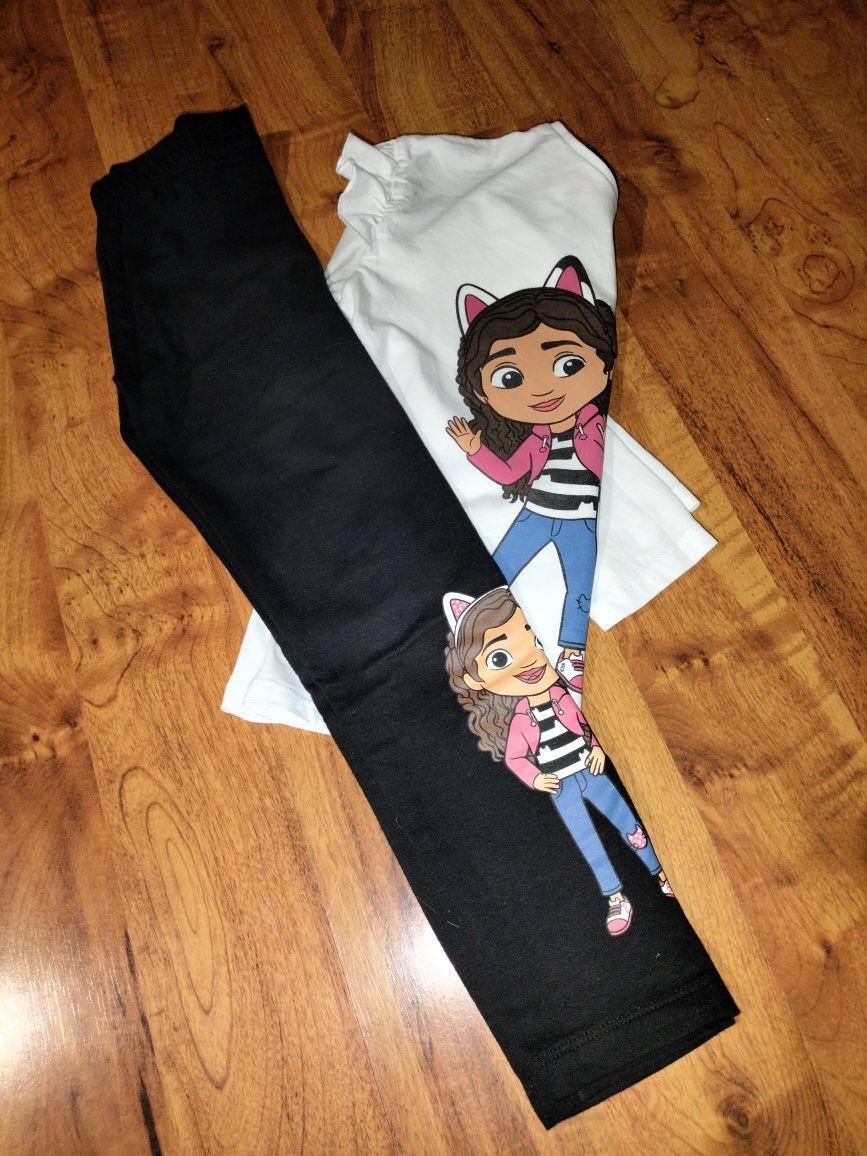 Bluzki legginsy r. 116 zestaw 4 szt