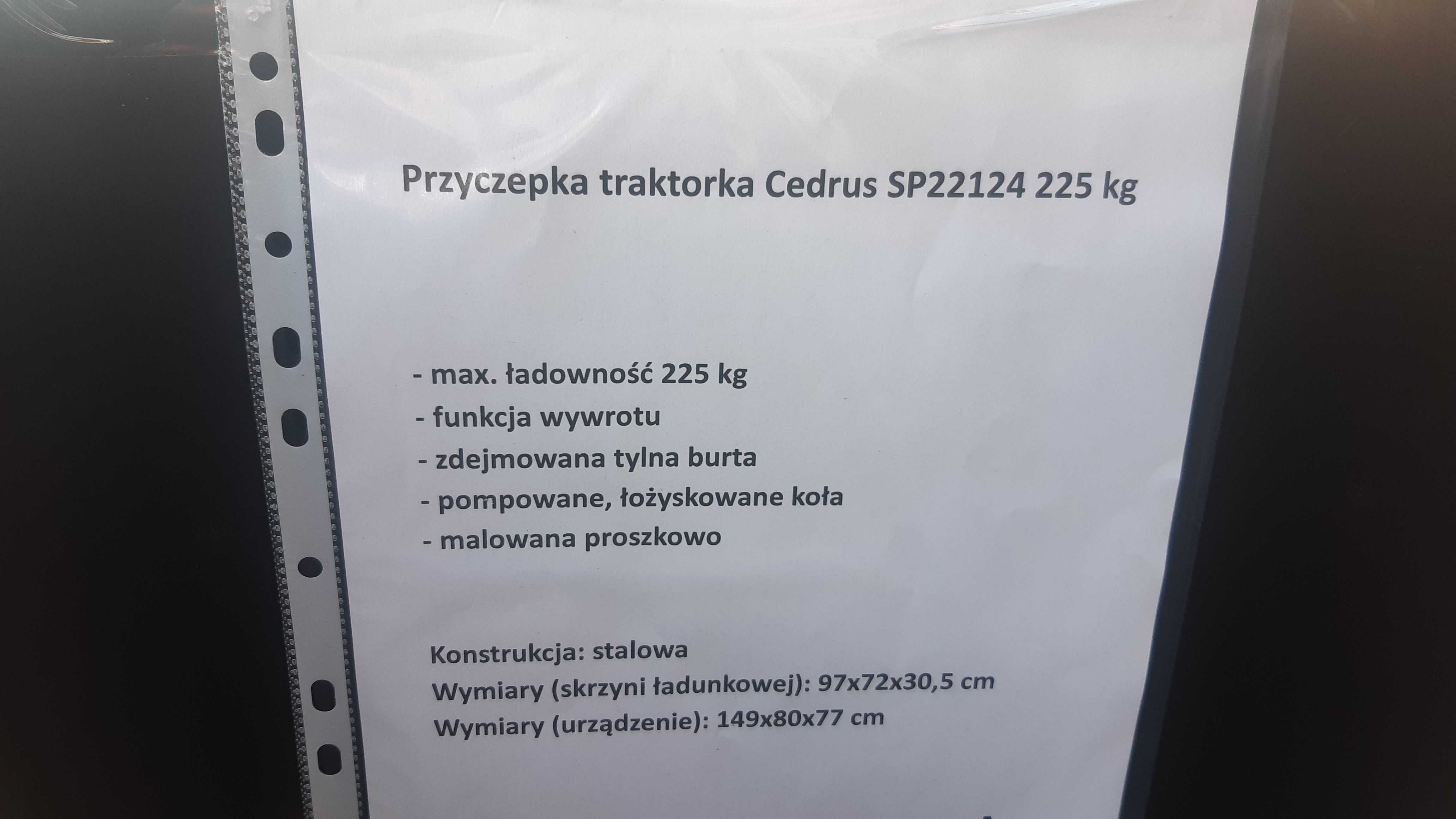 Przyczepka do traktorka ciągniczka ogrodowego CEDRUS 225 KG SP22124