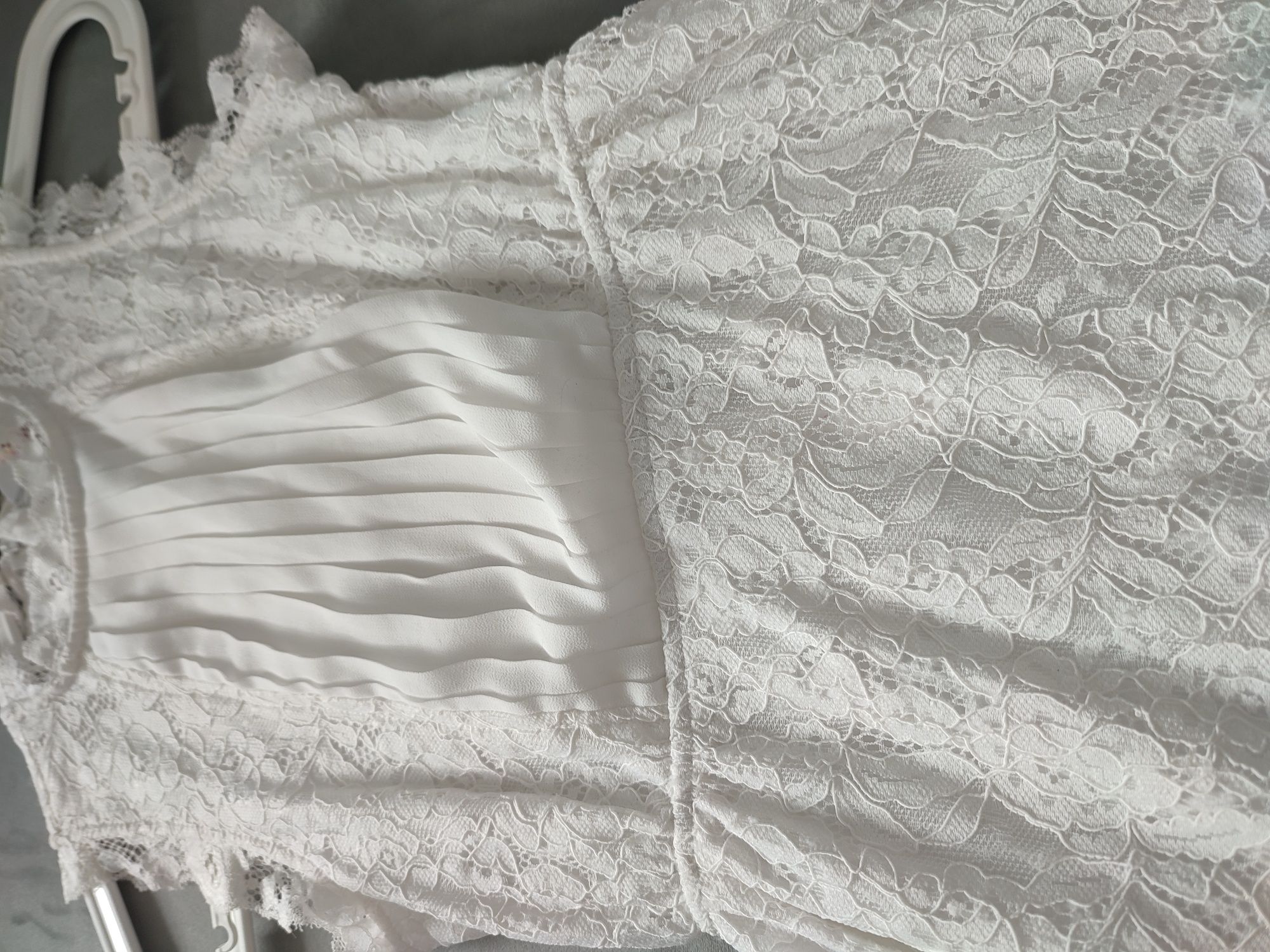 Sukienka biała koronka 122-128 Godula
