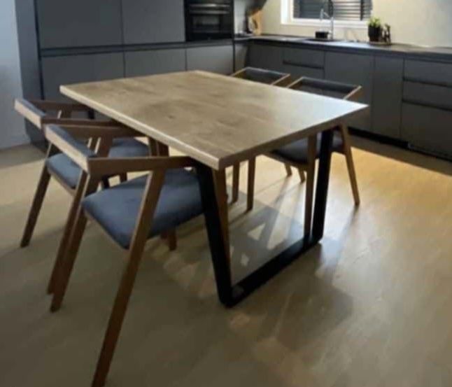 Dębowy stół w stylu loft 160x90 + 4 krzesła