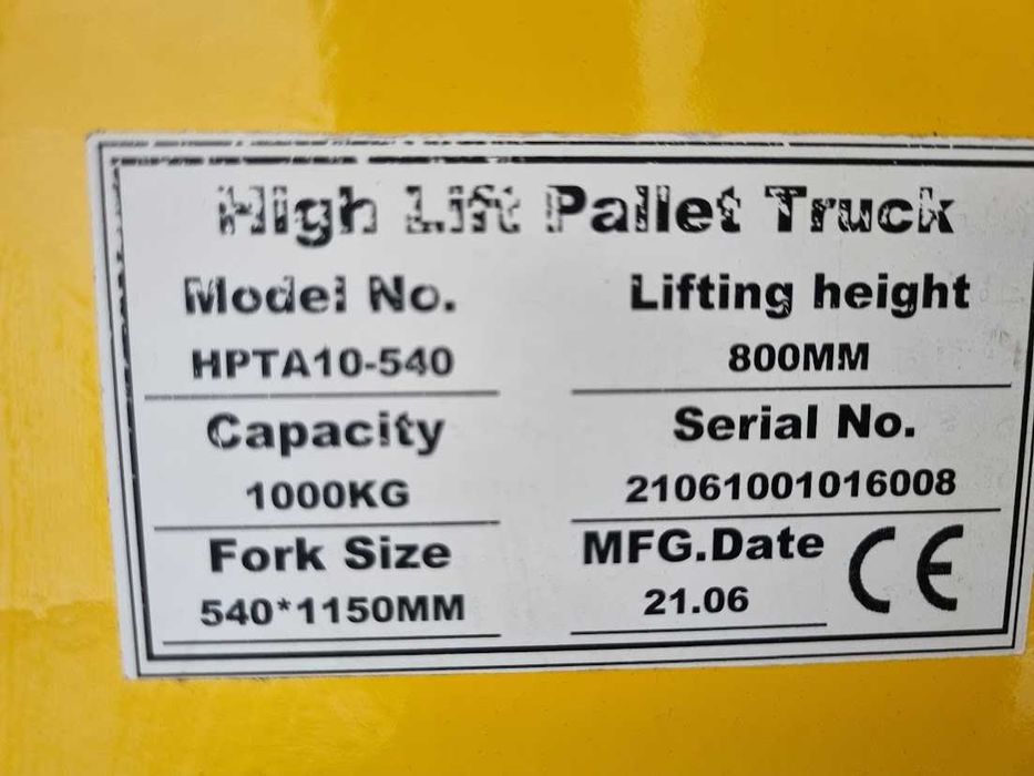 Paleciak HPTA 1000kg Wysokość Podnoszenia 80cm STAN BDB