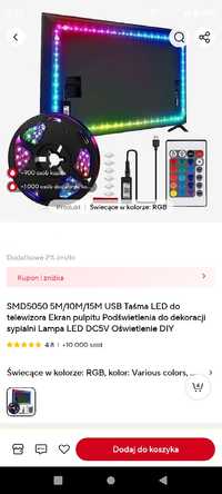 Taśma LED RGB 5m USB pilot