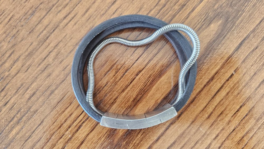 Pulseira Police Bold original – Couro preto e castanho – Como nova!